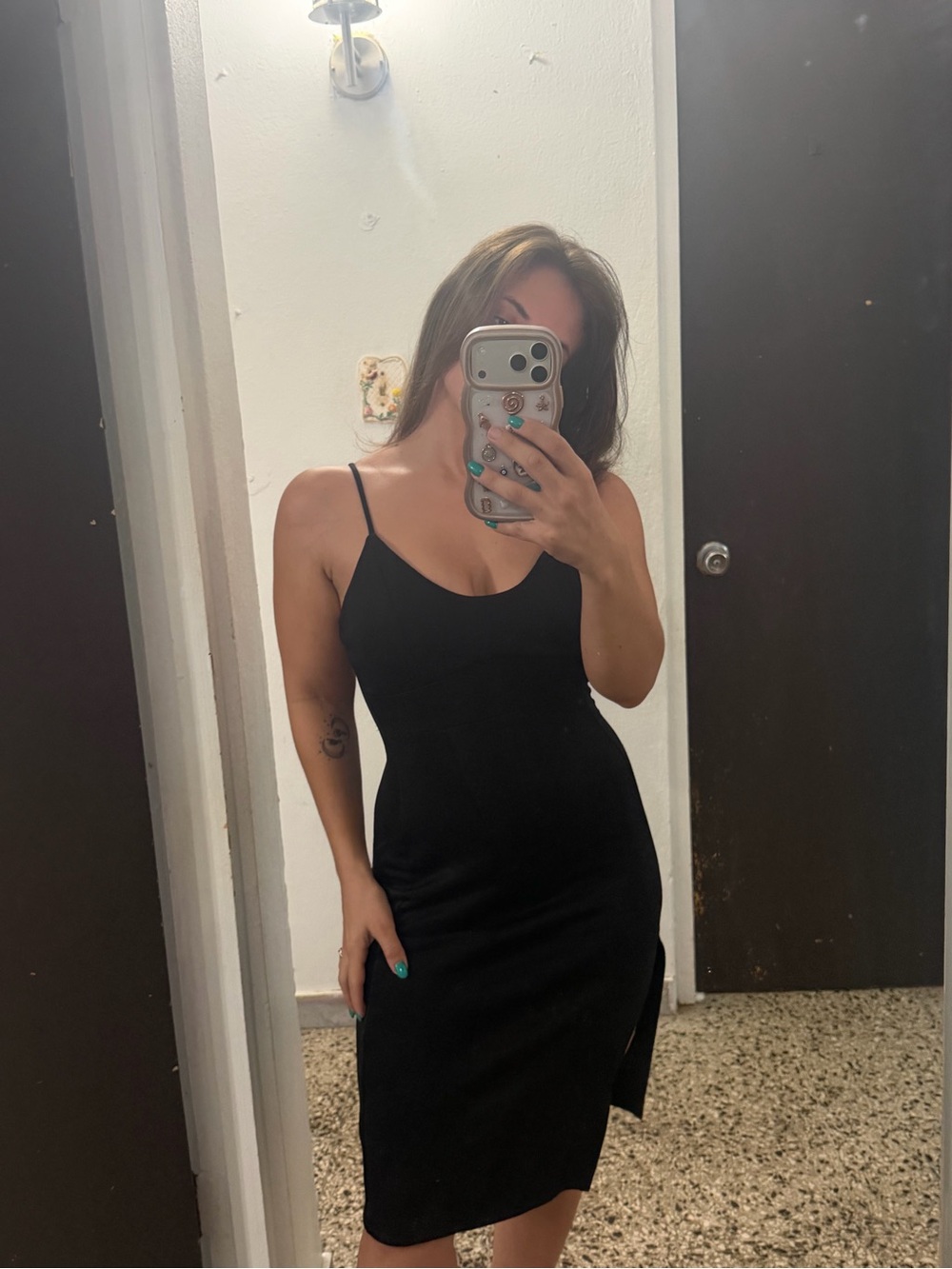Black Spaghetti-Strap Bodycon Dress